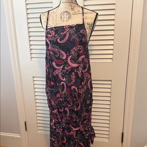 Lane Bryant Navy and Pink Paisley Maxi Dress